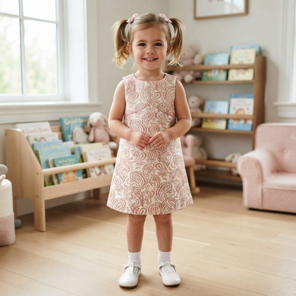 Victoria Beckham for Target Paisley Shift Dress Kids 4T Pink Excellent Mod